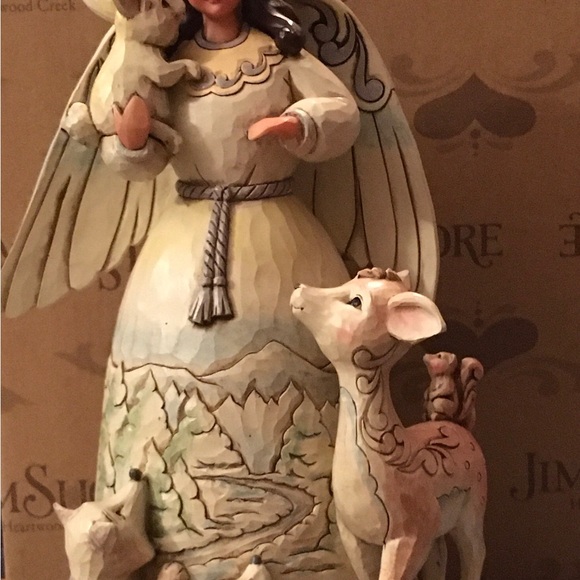 Jim Shore Christmas Angel Peace to All Woodland Animals Deer Fox Racoon Bunny - Picture 6 of 11